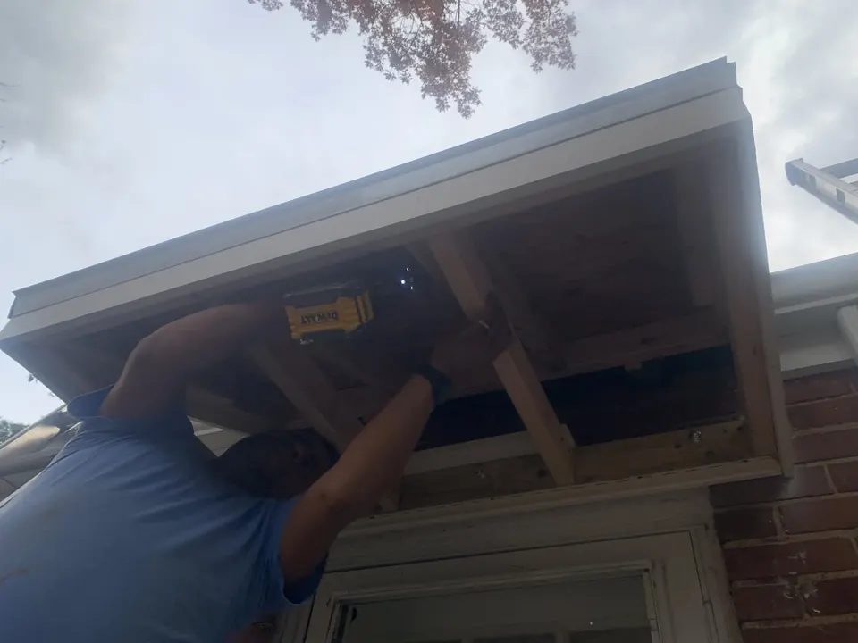 Window and exterior finish work: Window, deck-door, and exterior carpentry details.