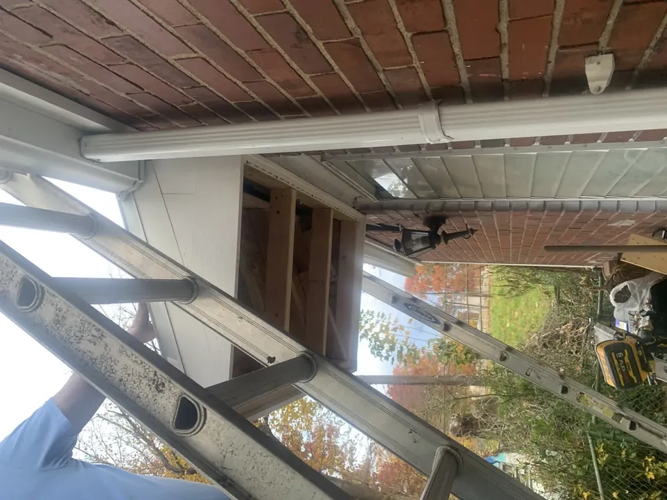 Window and exterior finish work: Window, deck-door, and exterior carpentry details.