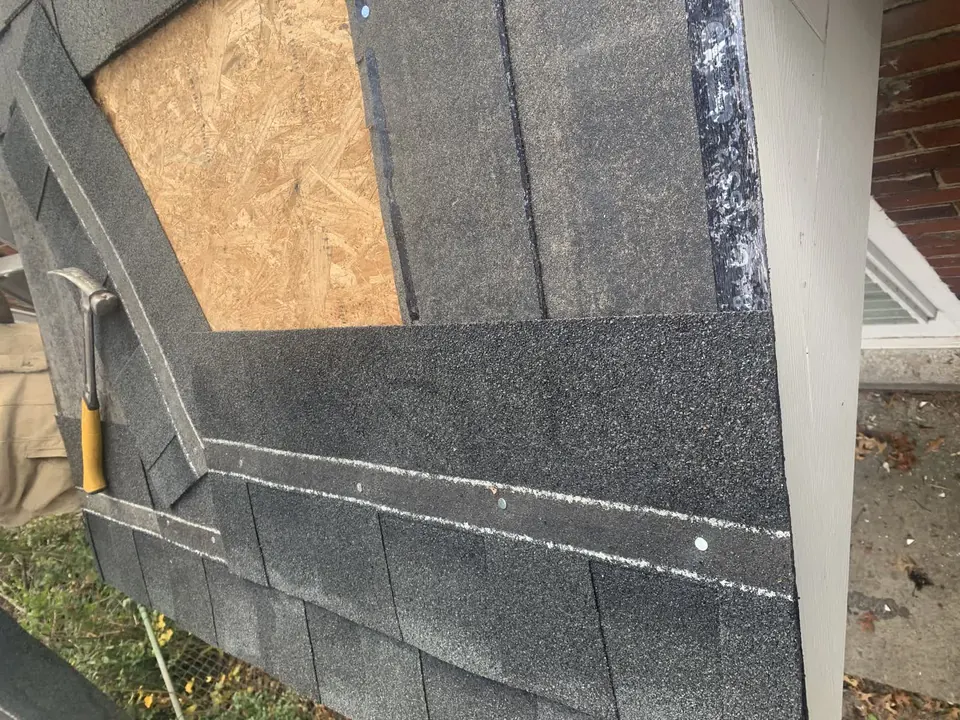 Roofing and exterior repairs: Roofing and exterior work, including visible shingle and trim repairs.