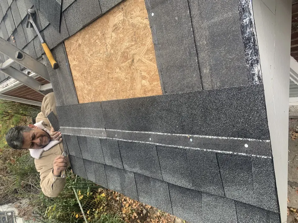 Roofing and exterior repairs: Roofing and exterior work, including visible shingle and trim repairs.
