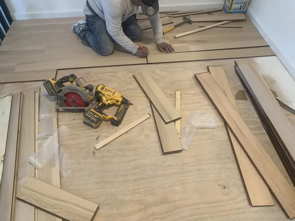 Flooring installation: Flooring preparation, installation, and finish work.