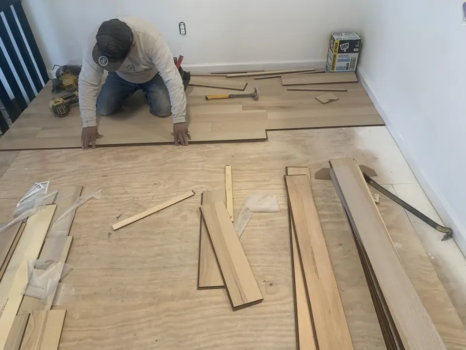 Flooring installation: Flooring preparation, installation, and finish work.