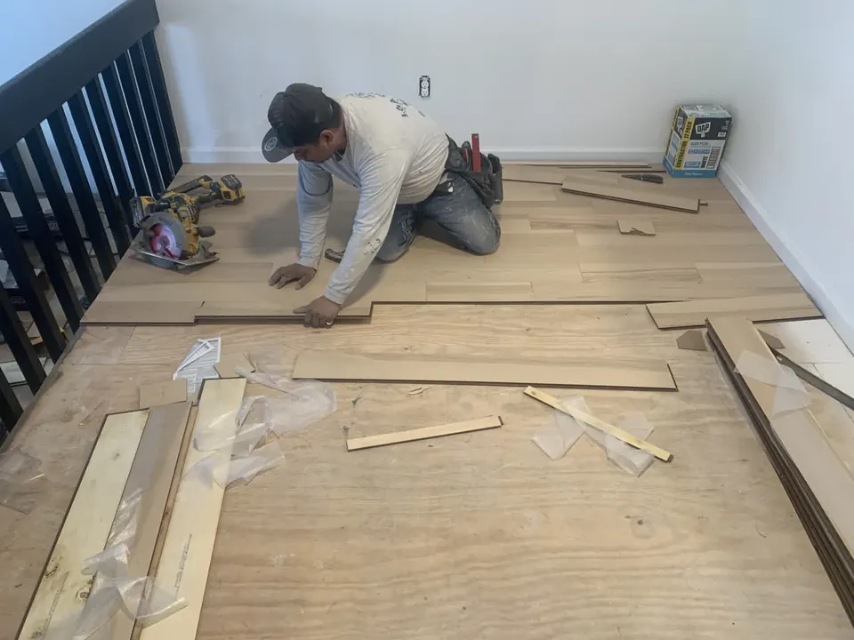 Flooring installation: Flooring preparation, installation, and finish work.