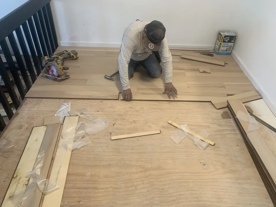 Flooring installation: Flooring preparation, installation, and finish work.