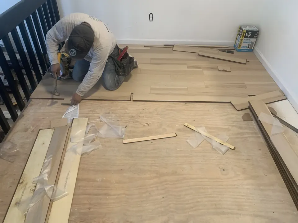 Flooring installation: Flooring preparation, installation, and finish work.