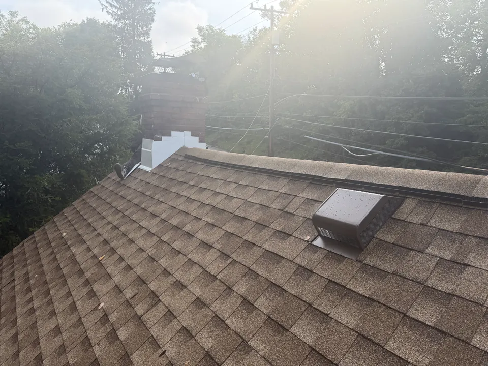 Roof shingles and flashing detail